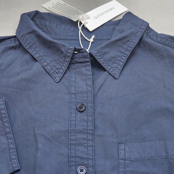Outerknown Mens Large Button Down Shirt Navy Blue Style 2320093 NWT - Picture 4 of 7